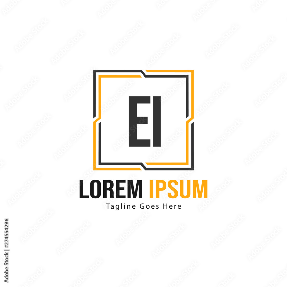 Initial EI logo template with modern frame. Minimalist EI letter logo vector illustration Initial EI logo template with modern frame. Minimalist EI letter logo vector illustration