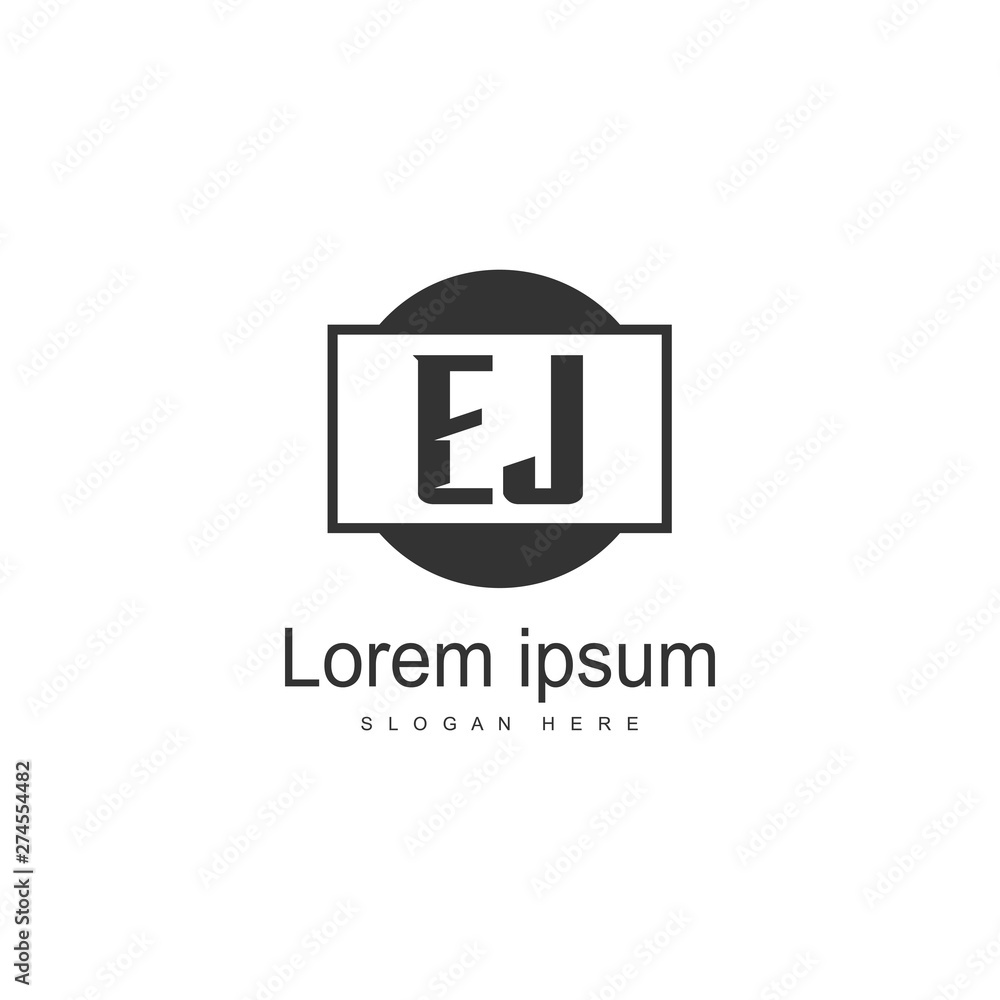 Initial EJ logo template with modern frame. Minimalist EJ letter logo vector illustration