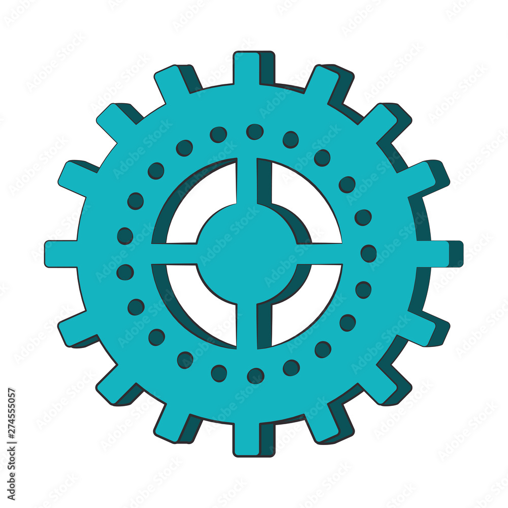 Gear machinery symbol isolated cartoon
