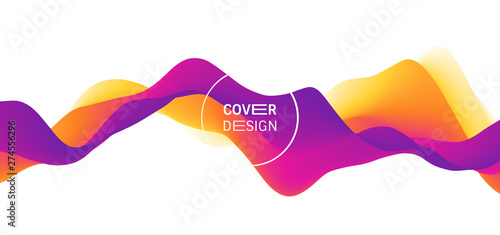 Abstract wavy background with modern gradient colors. Trendy liquid design. Motion sound wave. Vector illustration for banners, flyers and presentation.