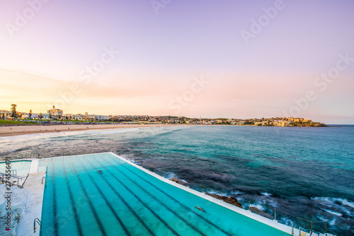 Photography View of Bondi Beach in Sydney from Bondi Icebergs Pool.