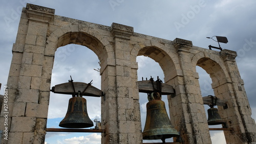 City of Noto. Province of Syracuse, Sicily. This three bells are located at the top of San Carlo church bell tower.