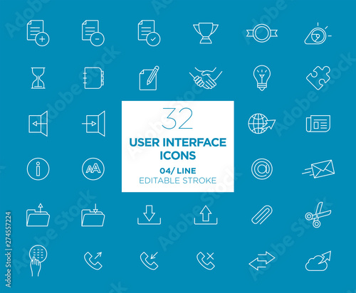 Set of User interface white icons in line	