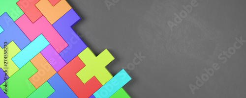 Colorful Blocks Combined on Dark Gray Background