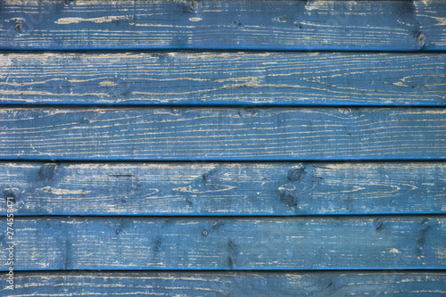 wooden wall for background. Old cyan or blue wooden background of boards with cracks and peeling paint