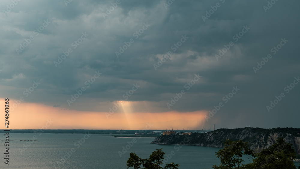 Sunset storm in the sky over Trieste