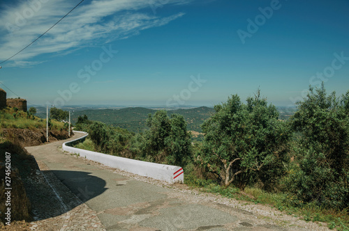 Road with curves and guard rail at Evoramonte