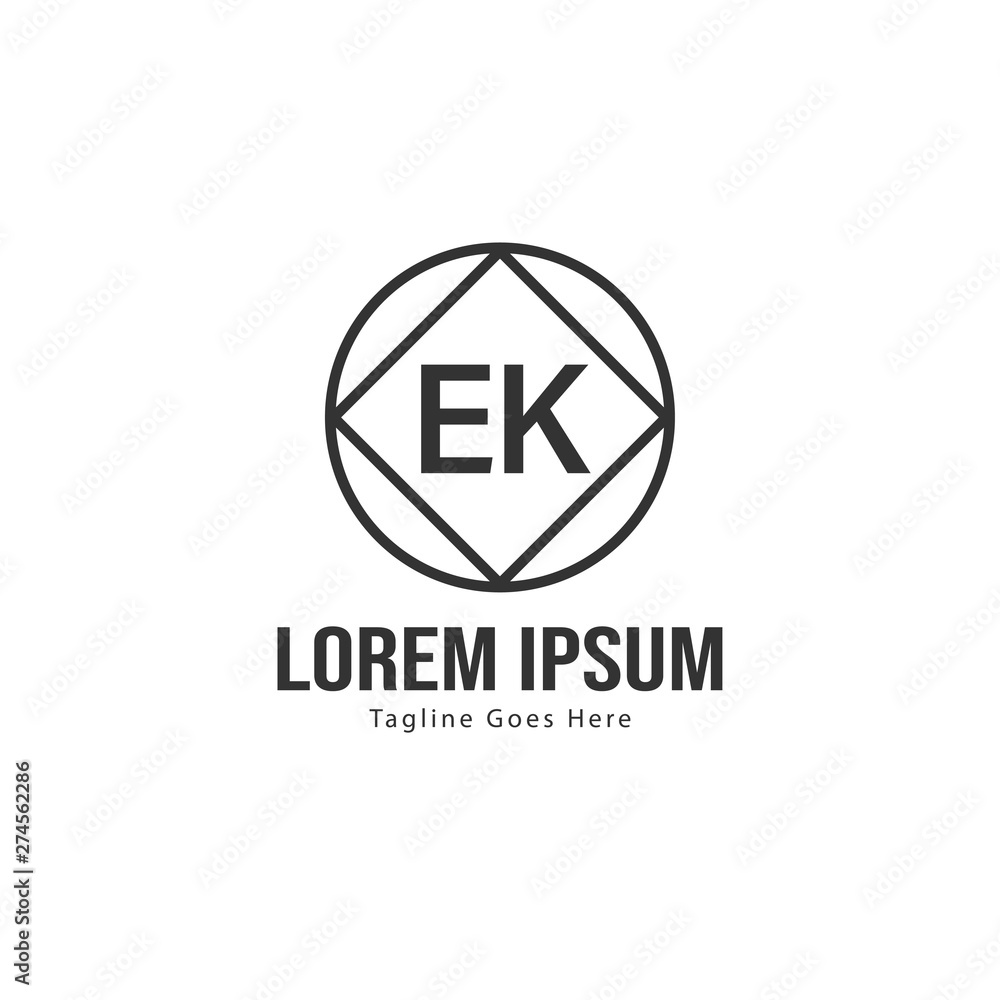 Initial EK logo template with modern frame. Minimalist EK letter logo vector illustration Initial EK logo template with modern frame. Minimalist EK letter logo vector illustration