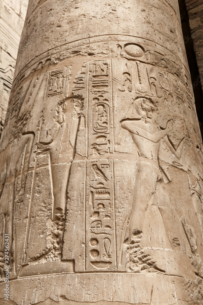 Egyptian Hieroglyphs in Luxor Temple, Luxor, Egypt Egyptian Hieroglyphs in Luxor Temple, Luxor, Egypt