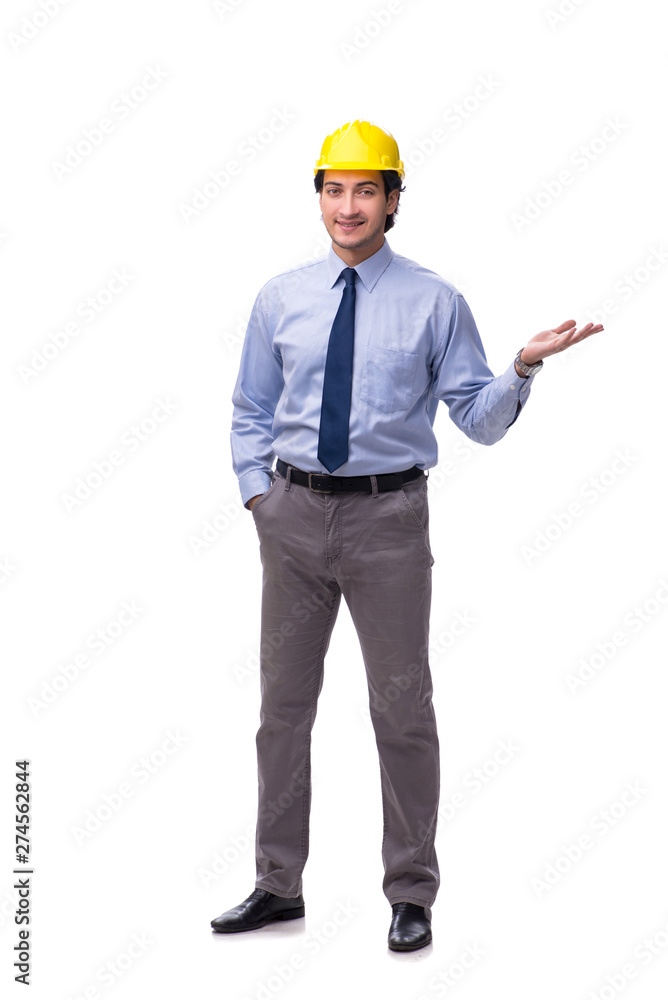 Young male architect isolated on white Young male architect isolated on white