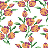 Lovely Rose flower bunch vector seamless pattern