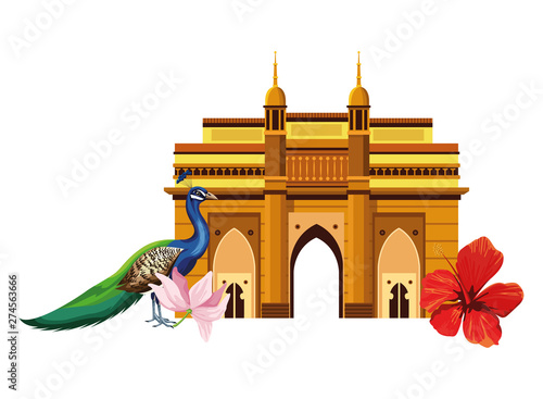 indian building monuments icon cartoon
