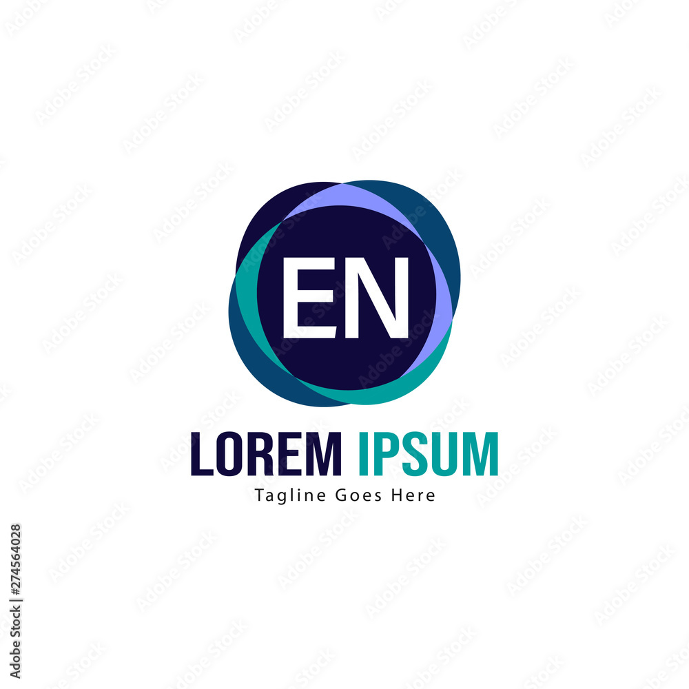Fototapeta premium Initial EN logo template with modern frame. Minimalist EN letter logo vector illustration