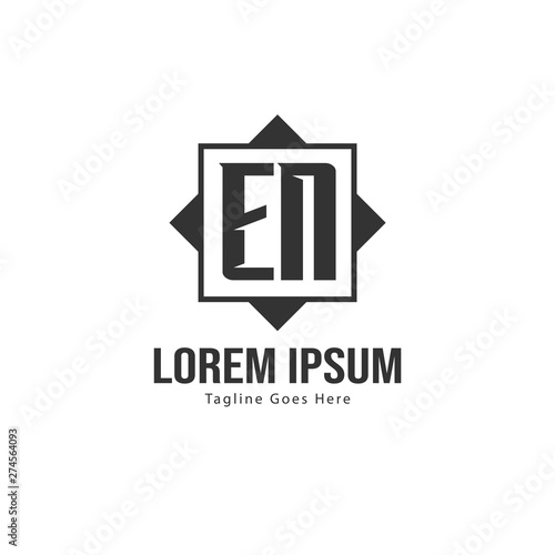 Initial EN logo template with modern frame. Minimalist EN letter logo vector illustration