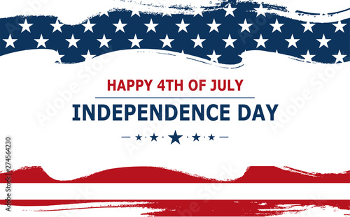 Fourth of July Independence Day. National flag United States of America in grunge.