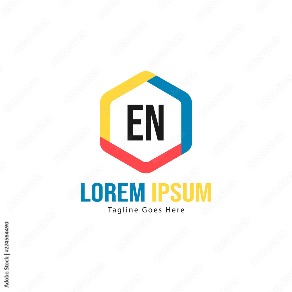 Initial EN logo template with modern frame. Minimalist EN letter logo vector illustration