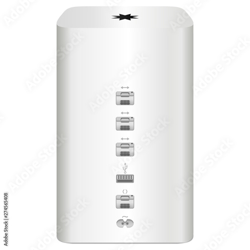 Wire ports station. Cable usb lan port device. Wired connection station vector illustration isolated on white