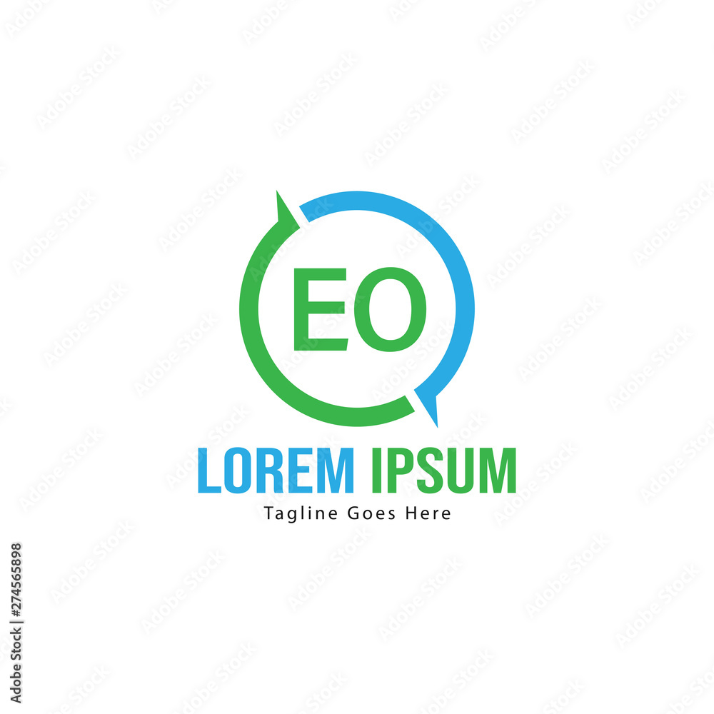 Initial EO logo template with modern frame. Minimalist EO letter logo vector illustration Initial EO logo template with modern frame. Minimalist EO letter logo vector illustration
