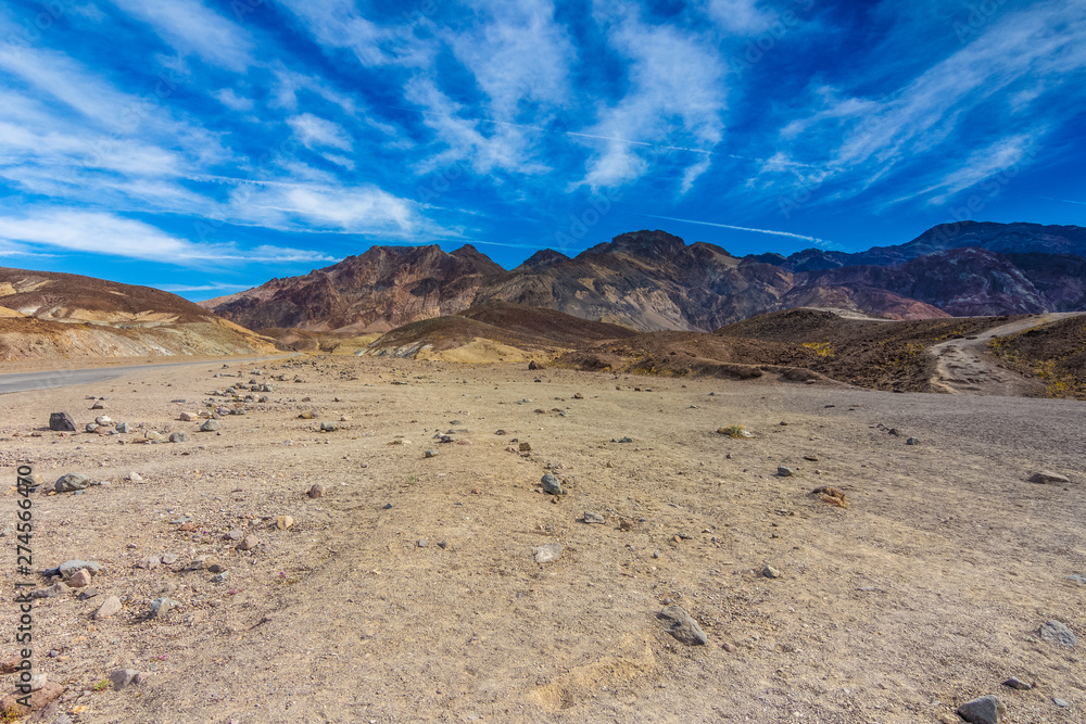 Artist's Drive through the desert of Death Valley.