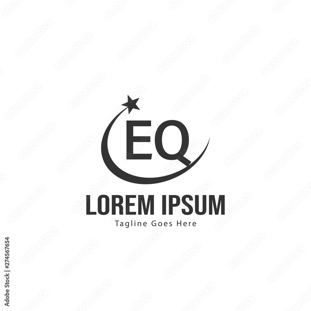 Initial EQ logo template with modern frame. Minimalist EQ letter logo vector illustration