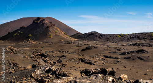 volcanic landscape in Timanfaya National Parque, Lanzarote Island, Spain - perfect for postcard image