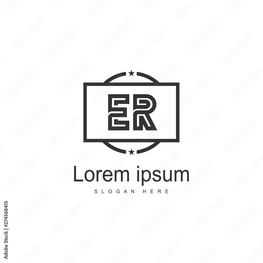 Initial ER logo template with modern frame. Minimalist ER letter logo vector illustration Initial ER logo template with modern frame. Minimalist ER letter logo vector illustration