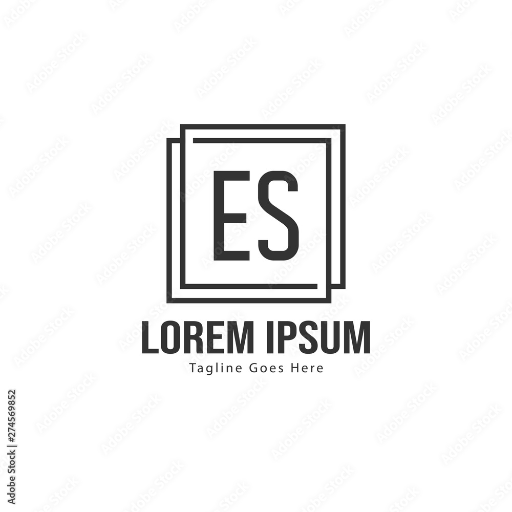 Initial ES logo template with modern frame. Minimalist ES letter logo vector illustration