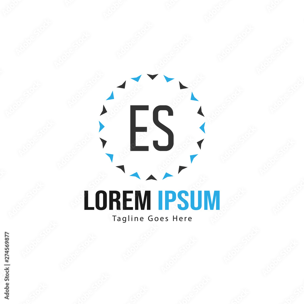 Initial ES logo template with modern frame. Minimalist ES letter logo vector illustration Initial ES logo template with modern frame. Minimalist ES letter logo vector illustration