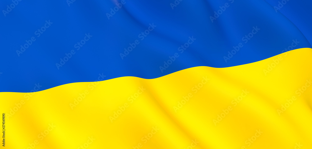 National Fabric Wave Closeup Flag of Ukraine Waving in the Wind. 3d rendering illustration. National Fabric Wave Closeup Flag of Ukraine Waving in the Wind. 3d rendering illustration.