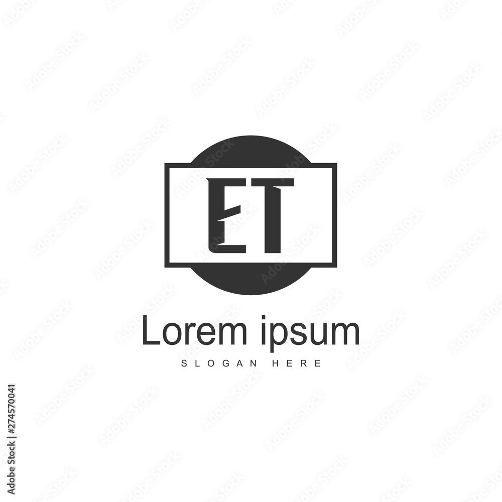 Initial ET logo template with modern frame. Minimalist ET letter logo vector illustration Initial ET logo template with modern frame. Minimalist ET letter logo vector illustration