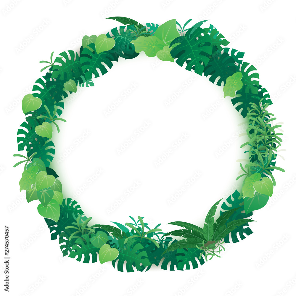 Tropical leaves vector frame. Tropical leaves vector frame.