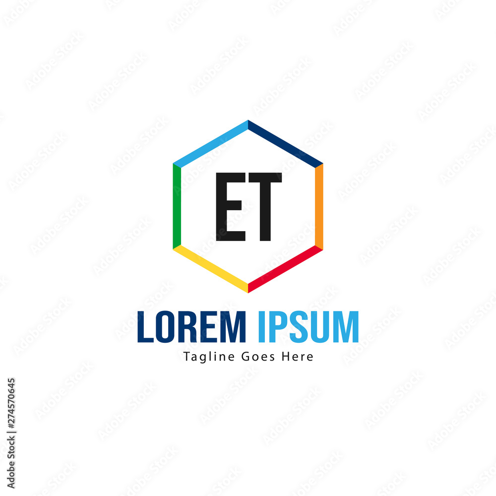 Initial ET logo template with modern frame. Minimalist ET letter logo vector illustration Initial ET logo template with modern frame. Minimalist ET letter logo vector illustration