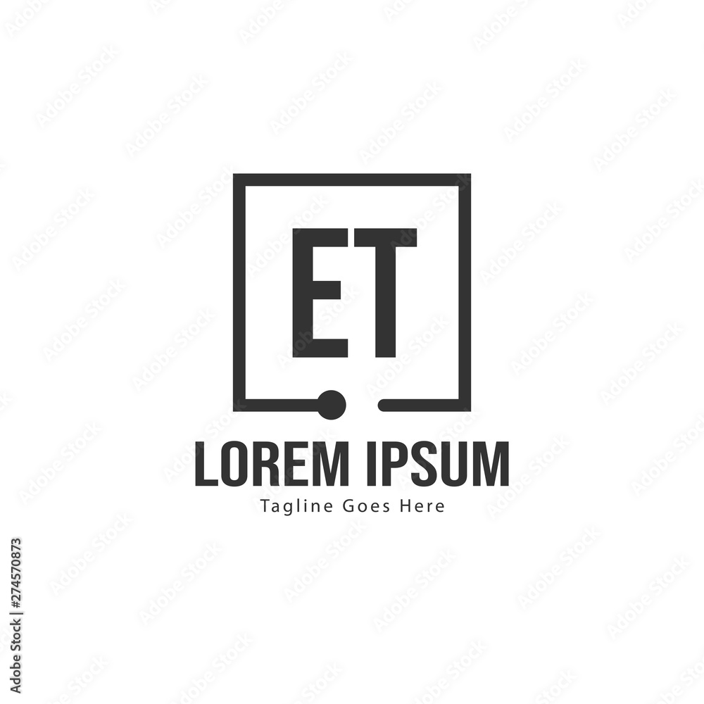 Initial ET logo template with modern frame. Minimalist ET letter logo vector illustration Initial ET logo template with modern frame. Minimalist ET letter logo vector illustration