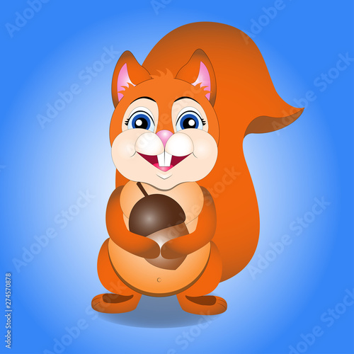 Vector illustration of cartoon squirrel