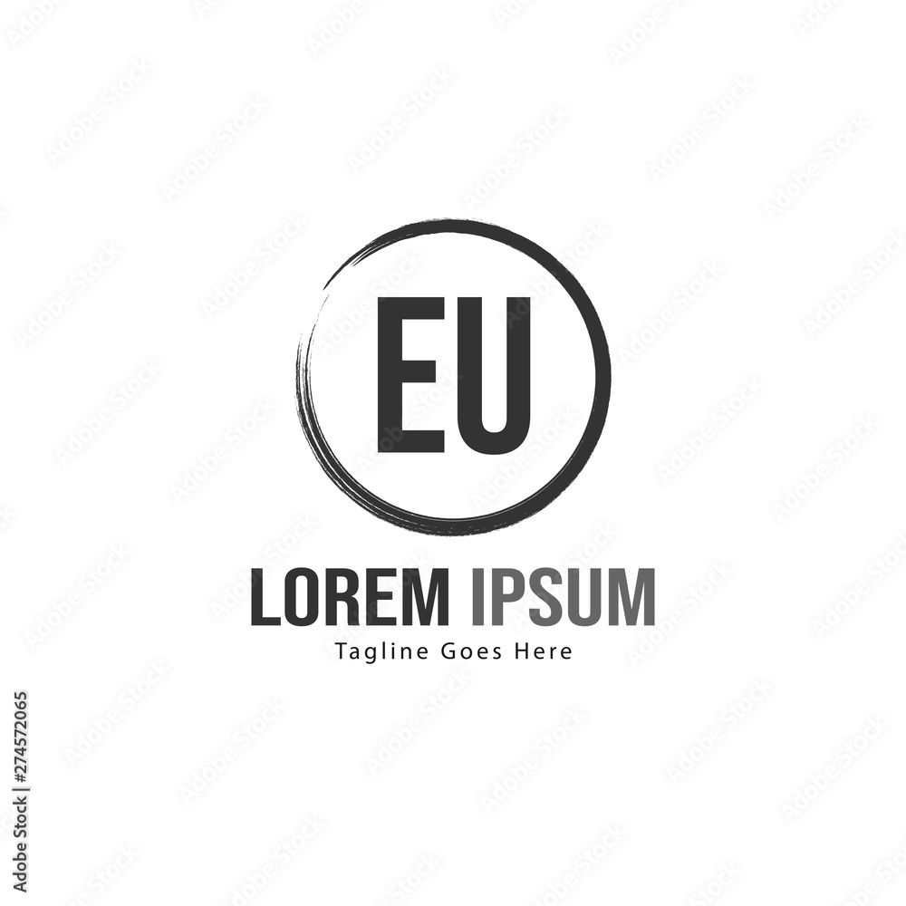 Initial EU logo template with modern frame. Minimalist EU letter logo vector illustration Initial EU logo template with modern frame. Minimalist EU letter logo vector illustration