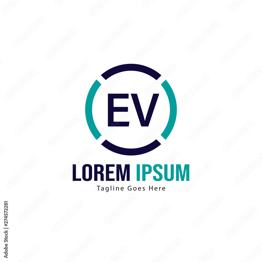 Initial EV logo template with modern frame. Minimalist EV letter logo vector illustration Initial EV logo template with modern frame. Minimalist EV letter logo vector illustration
