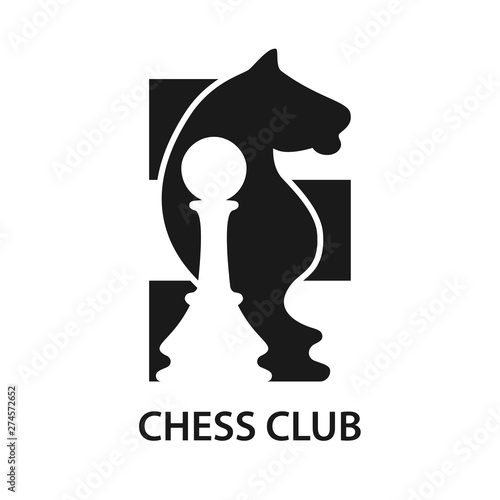 Logo of the chess club. Concept illustration in flat style design. Logo template. Vector illustration