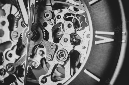 Closeup of automatic wrist watch movement