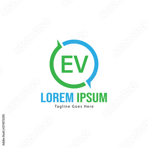 Free Download Initial EV logo template with modern frame. Minimalist EV letter logo vector illustration - GFXLoad