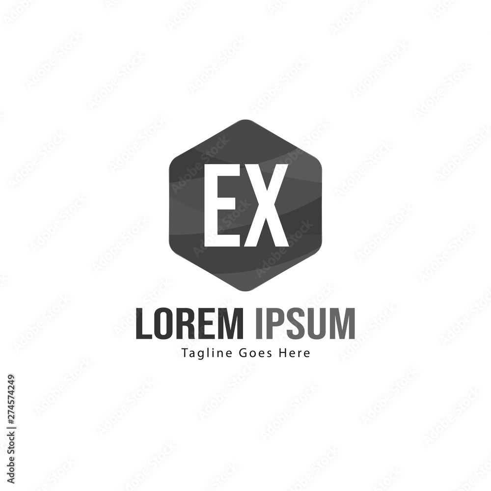 Initial EX logo template with modern frame. Minimalist EX letter logo vector illustration