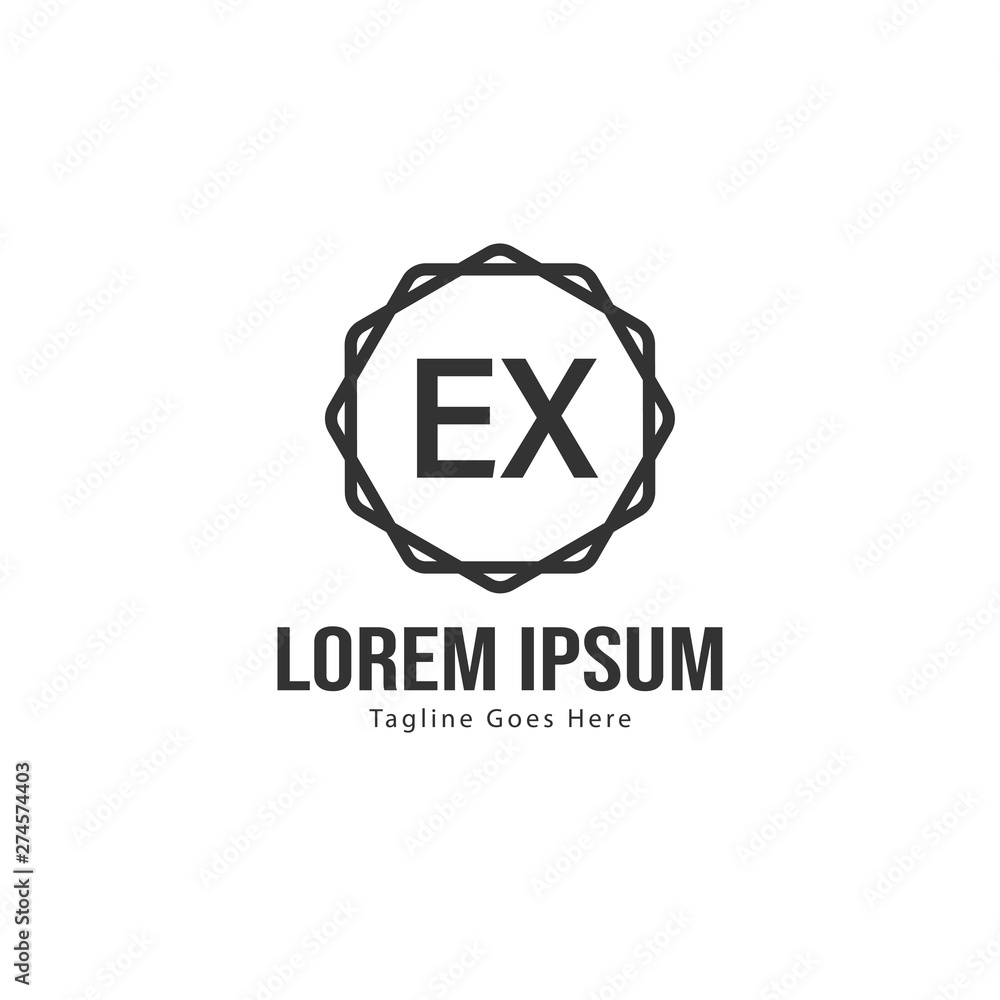 Fototapeta premium Initial EX logo template with modern frame. Minimalist EX letter logo vector illustration