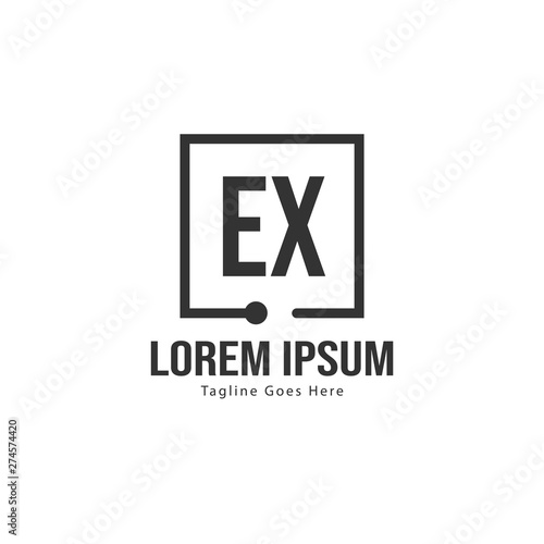 Initial EX logo template with modern frame. Minimalist EX letter logo vector illustration