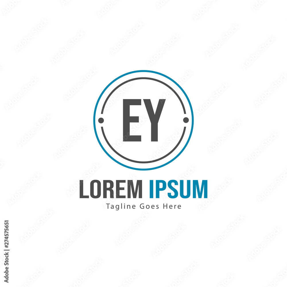 Initial EY logo template with modern frame. Minimalist EY letter logo vector illustration
