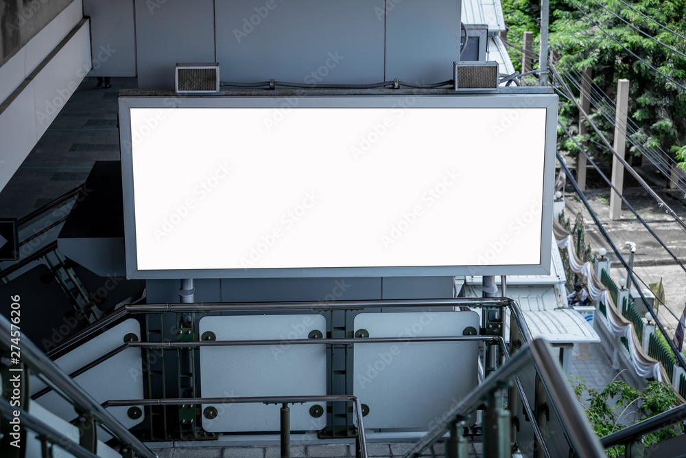 Mock up blank billboard white LED screen vertical for advertising