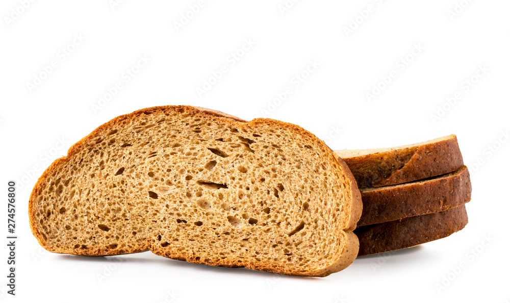 Pieces of gray bread close-up on a white. Isolated Pieces of gray bread close-up on a white. Isolated