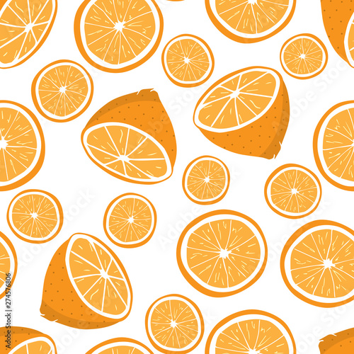 Vector seamless pattern with orange fruit design