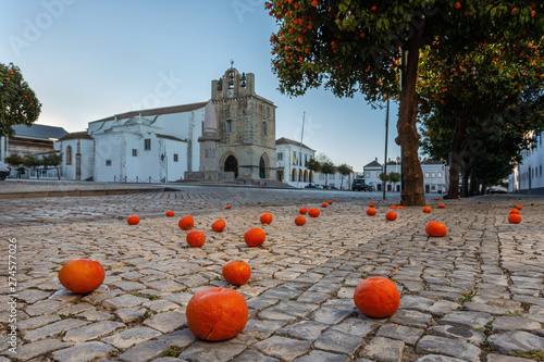 Historic old town in Faro. Portugal. Church of Santa Maria.