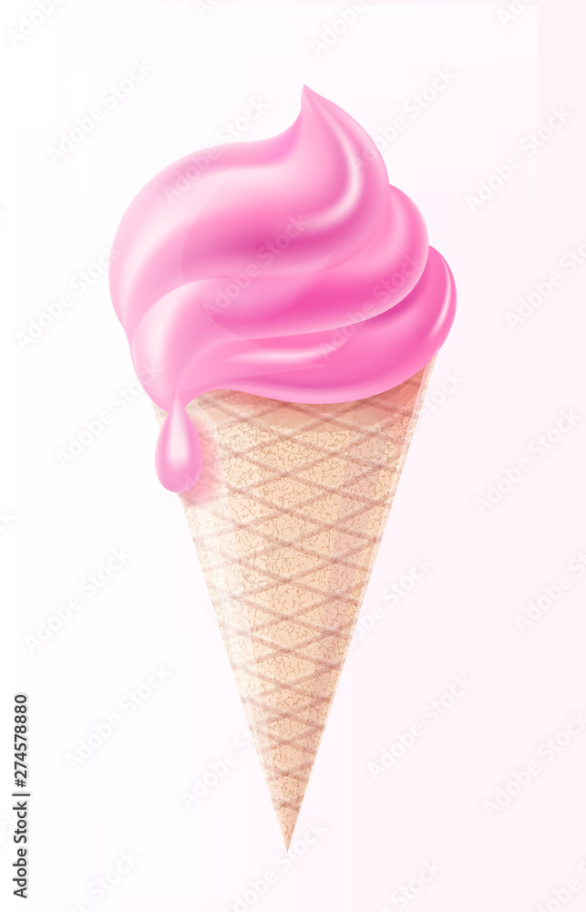 3d pink ice cream vector