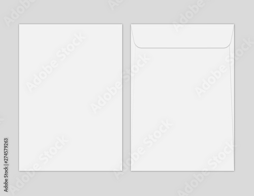 Vector blank white paper C4 envelope with transparent background.