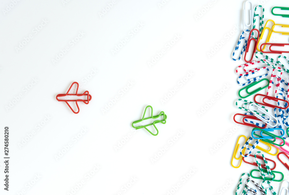 Φωτογραφία Business concept for group of stacked paperclip with another two red and green